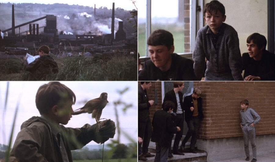 Vier scènes uit de film Kes van Ken Loach (1969)