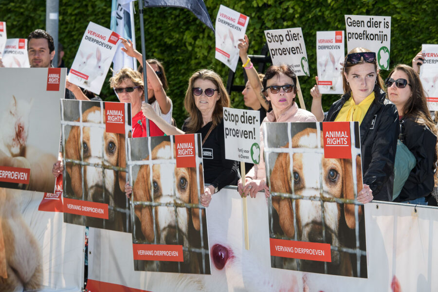 Protest tegen dierproeven Charles Rivers Den Bosch