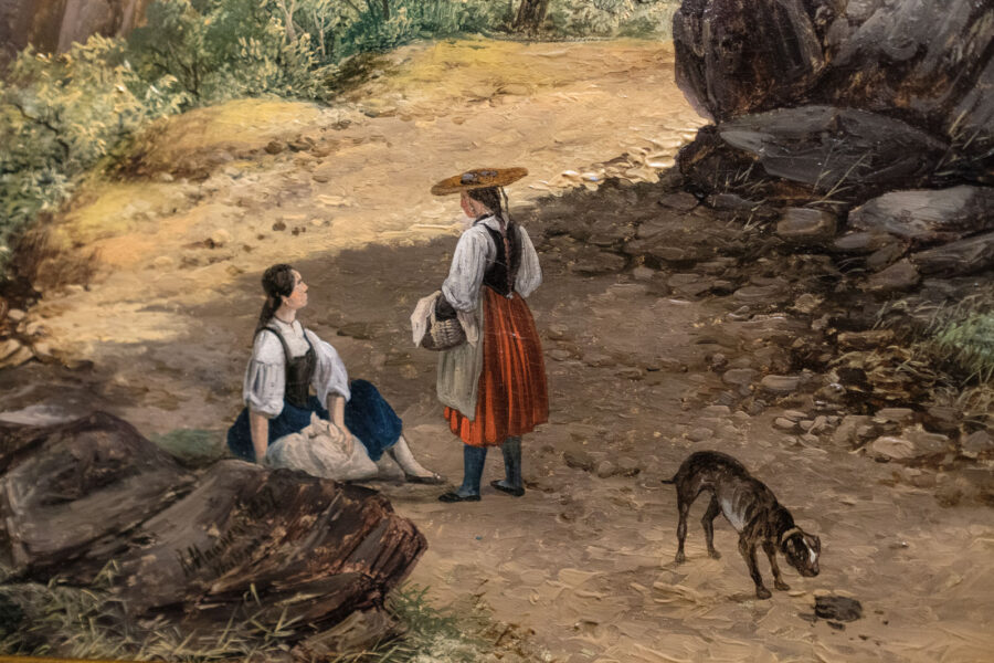 Hond afgebeeld in schilderij